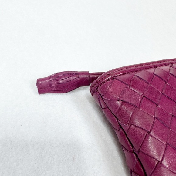 Bottega Veneta Intrecciato Weave 2009 Magenta Clutch Cosmetic Pouch Leather Zip - Picture 7 of 10